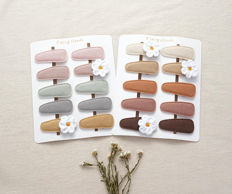 Fancy Clouds 20 Pack Baby Hair Clips for Girls Toddler,Neutral Fabric Snap Clips Pins With Embroidery Daisy Flower,Handmade Hair Accessories Barrettes for School Age Kids Children Gifts - Image 5