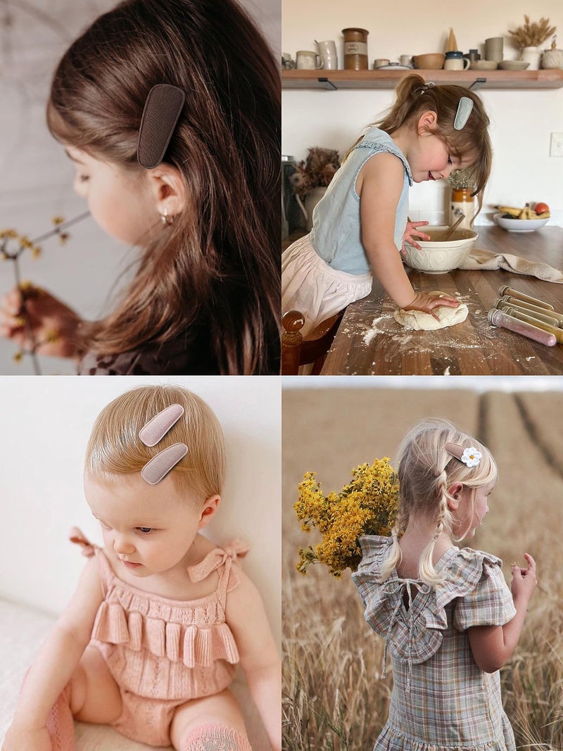 Fancy Clouds 20 Pack Baby Hair Clips for Girls Toddler,Neutral Fabric Snap Clips Pins With Embroidery Daisy Flower,Handmade Hair Accessories Barrettes for School Age Kids Children Gifts - Image 4