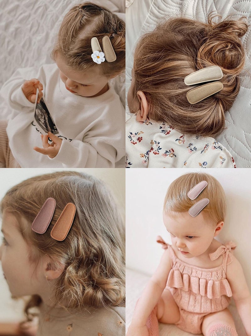 Fancy Clouds 20 Pack Baby Hair Clips for Girls Toddler,Neutral Fabric Snap Clips Pins With Embroidery Daisy Flower,Handmade Hair Accessories Barrettes for School Age Kids Children Gifts - Image 3