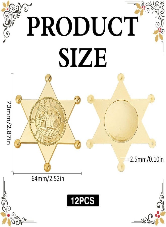 MAYJOYDIY 12Pcs Golden Sheriff Badges Western Cop Star Deputy Plastic Badge Old West Prop Cowboy Party Decoration for Cosplay Party Costume Play Props School Carnival Prizes Bag Gift - Image 2