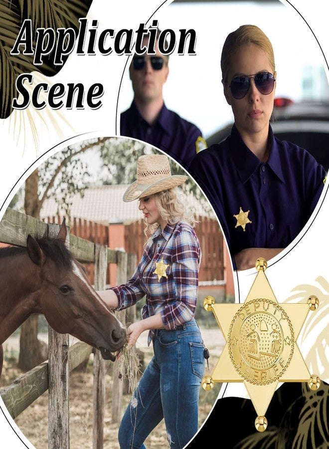 MAYJOYDIY 12Pcs Golden Sheriff Badges Western Cop Star Deputy Plastic Badge Old West Prop Cowboy Party Decoration for Cosplay Party Costume Play Props School Carnival Prizes Bag Gift - Image 5