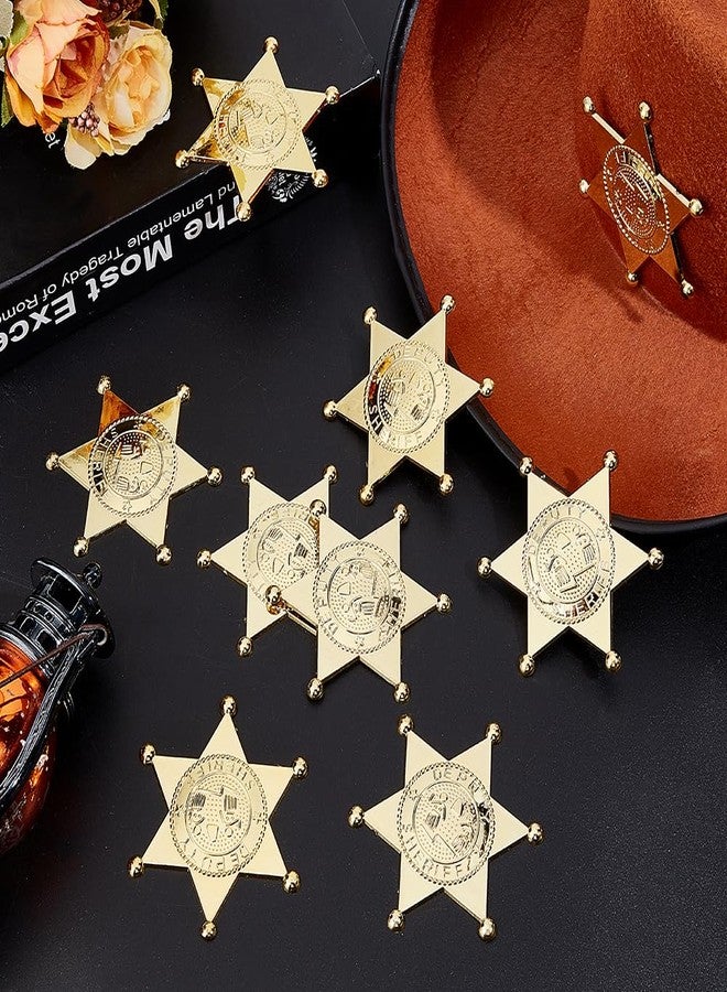 MAYJOYDIY 12Pcs Golden Sheriff Badges Western Cop Star Deputy Plastic Badge Old West Prop Cowboy Party Decoration for Cosplay Party Costume Play Props School Carnival Prizes Bag Gift - Image 4