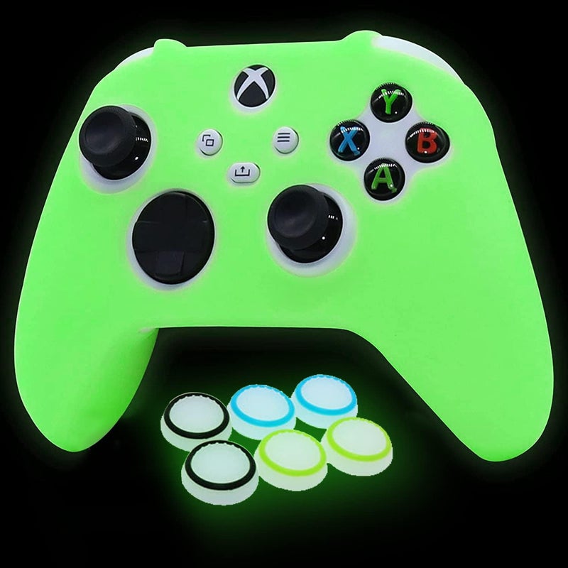غطاء سيليكون يتوهج في الظلام لوحدة تحكم Xbox Series X، واقي مطاطي ناعم مضاد للانزلاق لوحدة تحكم Xbox Series S مع 6 أغطية عصا تحكم تتوهج في الظلام. - Image 1
