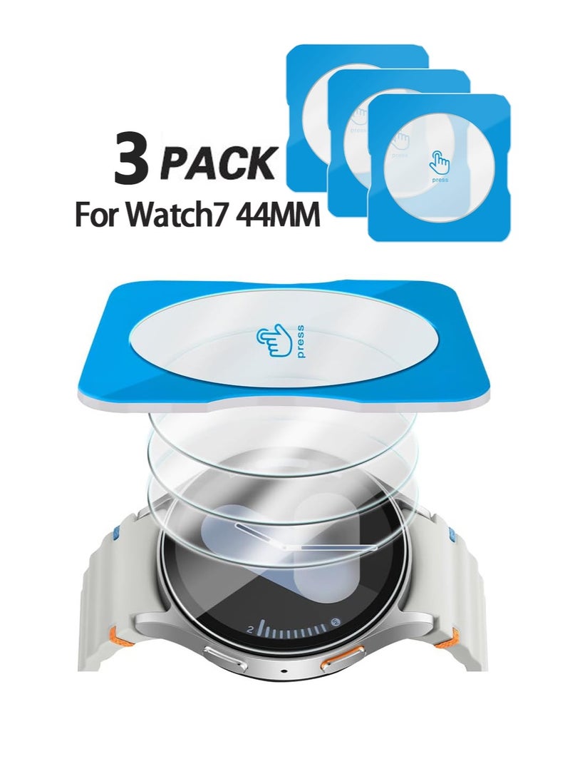 HablTech 3 Pack Screen Protector for Samsung Galaxy Watch 7 44MM with Auto-alignment Installation kit,High Definition Anti-Scratch Bubble Free Clear Tempered Glass protective film  - Image 1