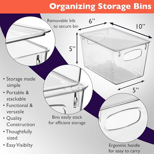 CLEARSPACE Plastic Pantry Organization and Storage Bins with Lids - Perfect Kitchen Organization or Kitchen Storage - Fridge Organizer, Refrigerator Organizer Bins, Cabinet Organizers - Image 2