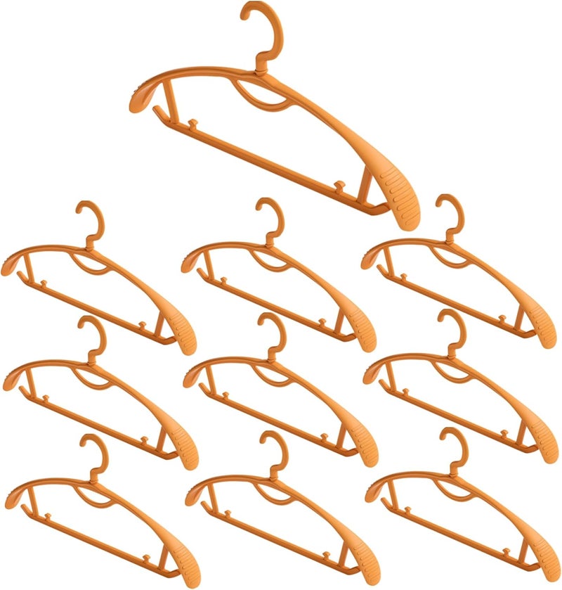 Sweater Hangers No Shoulder Bump Sweater Hangers No Shoulder Bump 10Pcs Wide Shoulder Suit Hangers 9Kg Heavy Loading No Bump Clothes Hanger with 360° Swivel Hook(Orange) - Image 1