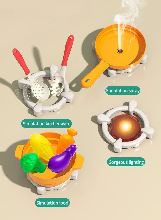 Vixplorn Children's pretend kitchen toy set, including 31 accessories + simulation kitchen * 1, simulation spray kitchenware, with sound and light effects, children's kitchen toys, children's gifts, - Image 2