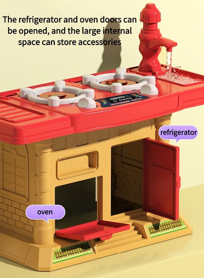 Vixplorn Children's pretend kitchen toy set, including 31 accessories + simulation kitchen * 1, simulation spray kitchenware, with sound and light effects, children's kitchen toys, children's gifts, - Image 5