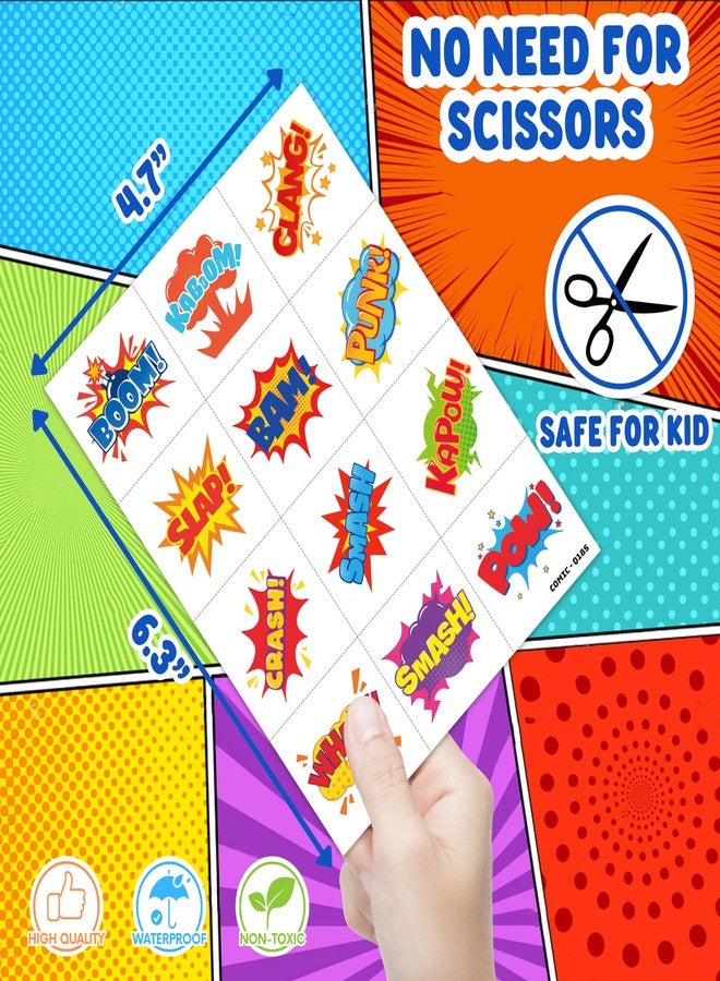 91TATTOOS 96 PCS Comic Pre-Cut Temporary Tattoos for Kids - Image 4
