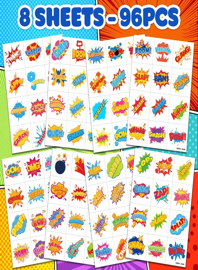 91TATTOOS 96 PCS Comic Pre-Cut Temporary Tattoos for Kids - Image 3