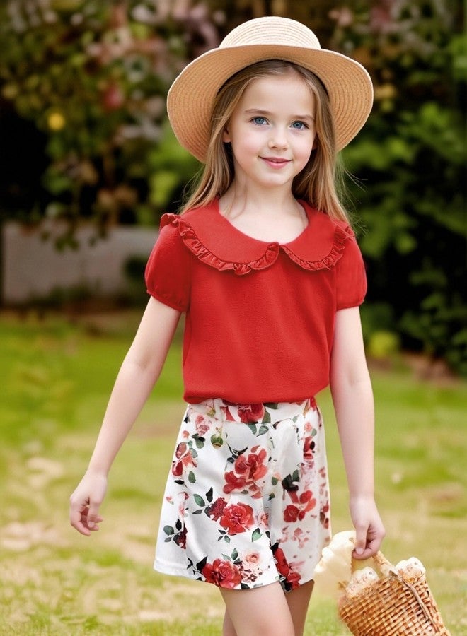 بمعنى سحر بمعنى حديقة تيشيرت ماجيك بارك للأطفال الرضع من عمر 12 شهرًا إلى 5 سنوات بأكمام قصيرة، بلوزة مكشكشة للأطفال الصغار، تيشيرت بلون موحد، ملابس كاجوال، ملابس العطلات (4 سنوات، أحمر قصير) - Image 2