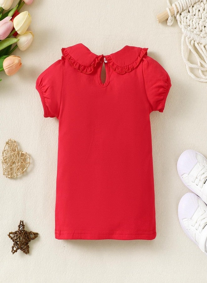 بمعنى سحر بمعنى حديقة تيشيرت ماجيك بارك للأطفال الرضع من عمر 12 شهرًا إلى 5 سنوات بأكمام قصيرة، بلوزة مكشكشة للأطفال الصغار، تيشيرت بلون موحد، ملابس كاجوال، ملابس العطلات (4 سنوات، أحمر قصير) - Image 3