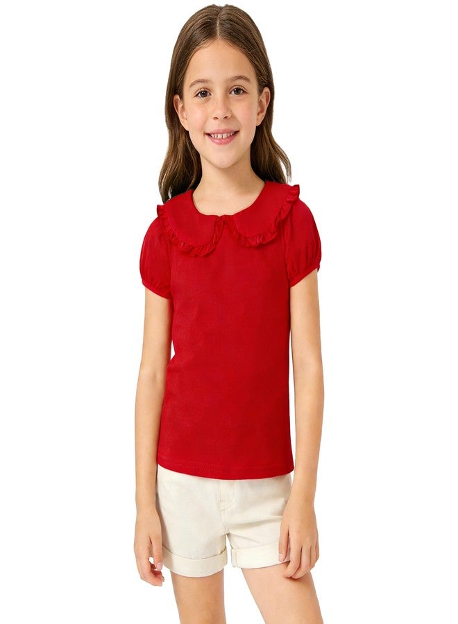 بمعنى سحر بمعنى حديقة تيشيرت ماجيك بارك للأطفال الرضع من عمر 12 شهرًا إلى 5 سنوات بأكمام قصيرة، بلوزة مكشكشة للأطفال الصغار، تيشيرت بلون موحد، ملابس كاجوال، ملابس العطلات (4 سنوات، أحمر قصير) - Image 1