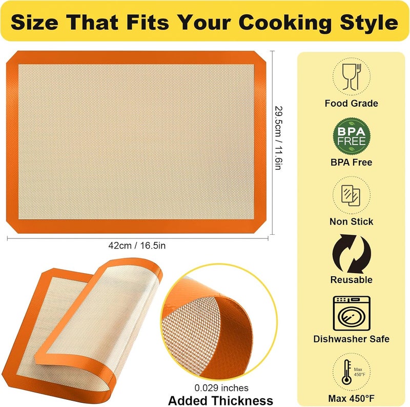 Itlovei Silicone Baking Mat, 2 Pac 16.5"L x 11.6"W Silicone Cookie Sheets Reusable Baking Mat - Non-Stick Food Safe Dark Gray Oven Baking Sheet for Making Cookies Macaroons Bread - Image 3