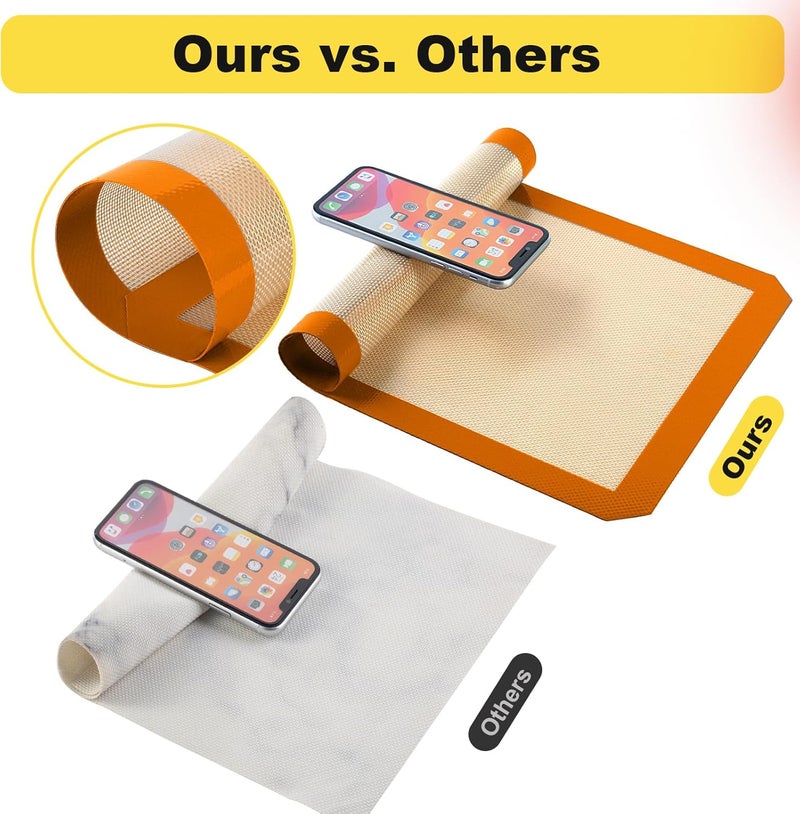 Itlovei Silicone Baking Mat, 2 Pac 16.5"L x 11.6"W Silicone Cookie Sheets Reusable Baking Mat - Non-Stick Food Safe Dark Gray Oven Baking Sheet for Making Cookies Macaroons Bread - Image 2