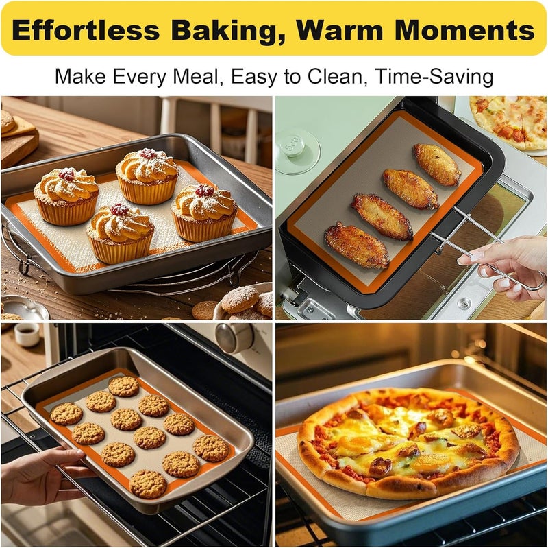 Itlovei Silicone Baking Mat, 2 Pac 16.5"L x 11.6"W Silicone Cookie Sheets Reusable Baking Mat - Non-Stick Food Safe Dark Gray Oven Baking Sheet for Making Cookies Macaroons Bread - Image 5