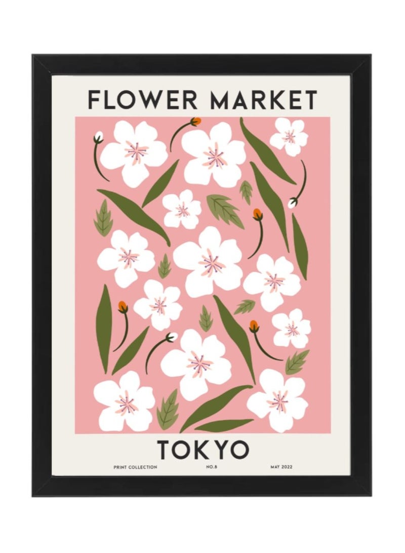 Boomah Accessories Flower Market Tokyo Colorful Botanical Art Poster with Frame 30x40cm 