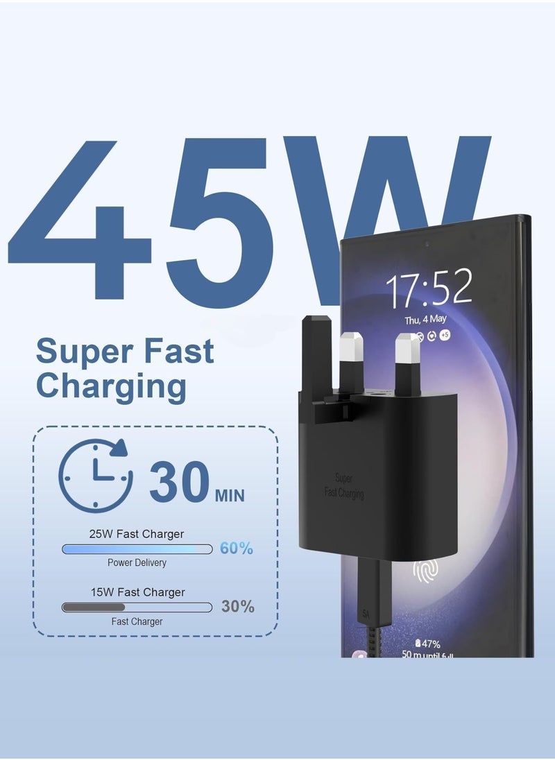 هوكو - شاحن فائق السرعة USB-C بقوة 45 واط | محول طاقة PD لأجهزة Galaxy S25، S24، S23، S22، S21، S20 Ultra، S24+/S23+، A55، A54، A53، A15، أجهزة الطي والقلب وغيرها - Image 1