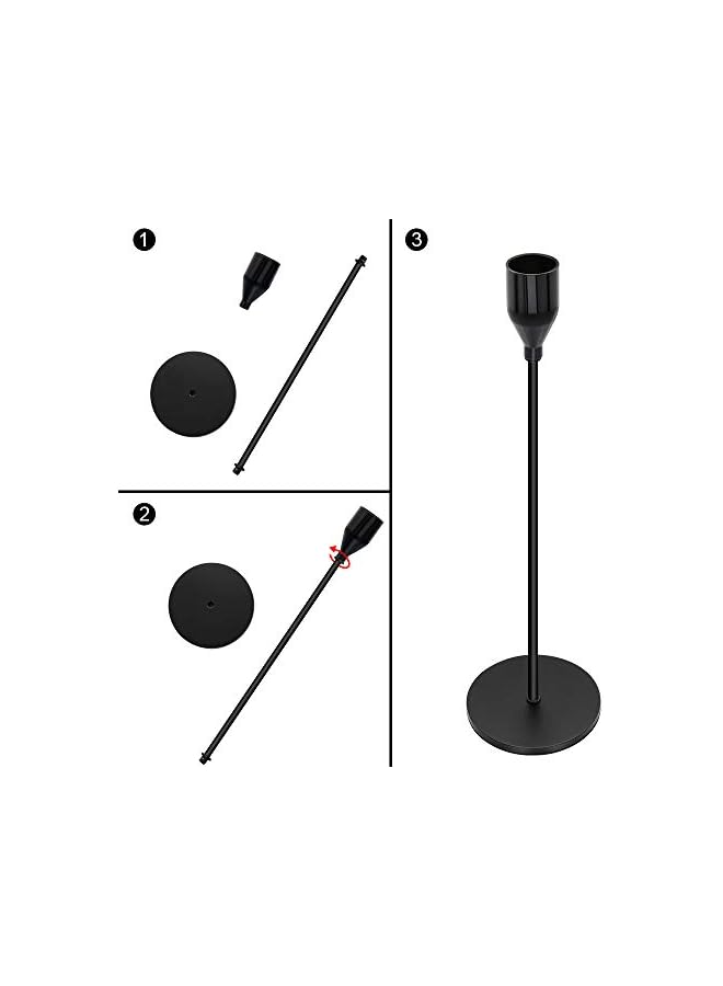 The Bros Black Candle Holders Set of 3 for Taper Candles Decorative Candlestick Holders for Wedding, Dinning, Party Fits 3/4 inch Thick Candle&Led Candles (Black Brass Metal Candelabra) - Image 4
