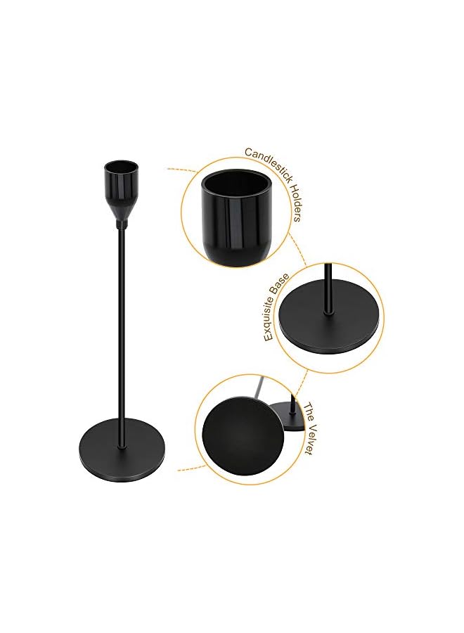The Bros Black Candle Holders Set of 3 for Taper Candles Decorative Candlestick Holders for Wedding, Dinning, Party Fits 3/4 inch Thick Candle&Led Candles (Black Brass Metal Candelabra) - Image 5