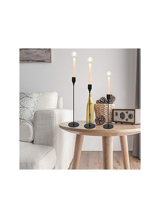 The Bros Black Candle Holders Set of 3 for Taper Candles Decorative Candlestick Holders for Wedding, Dinning, Party Fits 3/4 inch Thick Candle&Led Candles (Black Brass Metal Candelabra) - Image 2