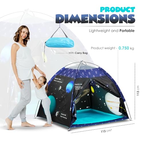 Happy Bear Kids Play Tent House | Foldable & Lightweight Indoor/Outdoor Playhouse | Water-Repellent, Easy Assembly & Portable Storage Pouch | Ideal for 2+ Years Boys & Girls (Planet) - Image 5