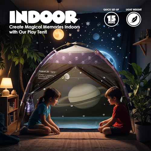 Happy Bear Kids Play Tent House | Foldable & Lightweight Indoor/Outdoor Playhouse | Water-Repellent, Easy Assembly & Portable Storage Pouch | Ideal for 2+ Years Boys & Girls (Planet) - Image 2