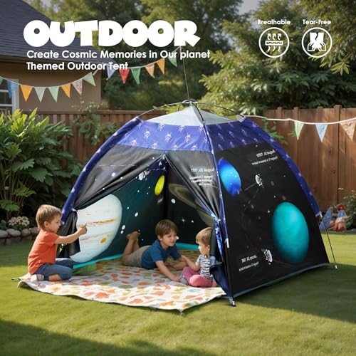 Happy Bear Kids Play Tent House | Foldable & Lightweight Indoor/Outdoor Playhouse | Water-Repellent, Easy Assembly & Portable Storage Pouch | Ideal for 2+ Years Boys & Girls (Planet) - Image 3