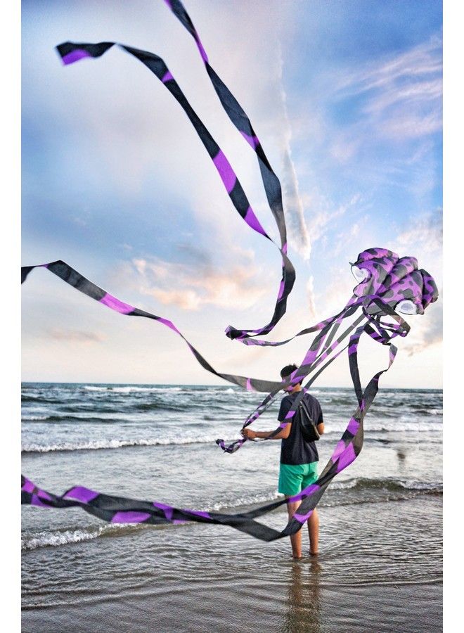 kizh Kite Octopus Large Frameless Soft Parafoil Kites 157 Inchs Long Tail Easy To Fly For Adults Kids Outdoor Activities Beach Trip Great Gift To Kids Build Childhood Priceless Memories(Purple) - Image 5