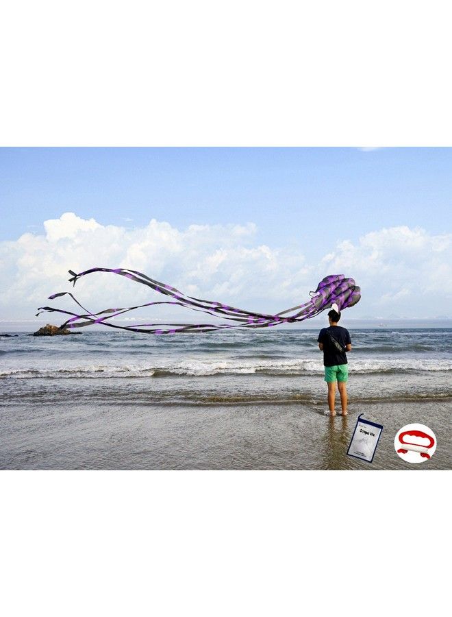 kizh Kite Octopus Large Frameless Soft Parafoil Kites 157 Inchs Long Tail Easy To Fly For Adults Kids Outdoor Activities Beach Trip Great Gift To Kids Build Childhood Priceless Memories(Purple) - Image 2