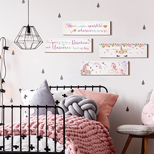 Yulejo Unicorn Wall Decor Girls Rainbow Wall Art Unicorn Room Decor Rainbow Motivational Inspirational Room Bedroom Decoration for Christmas Girl Kids Bedroom Nursery Decoration Gift (Delicate Style) - Image 5