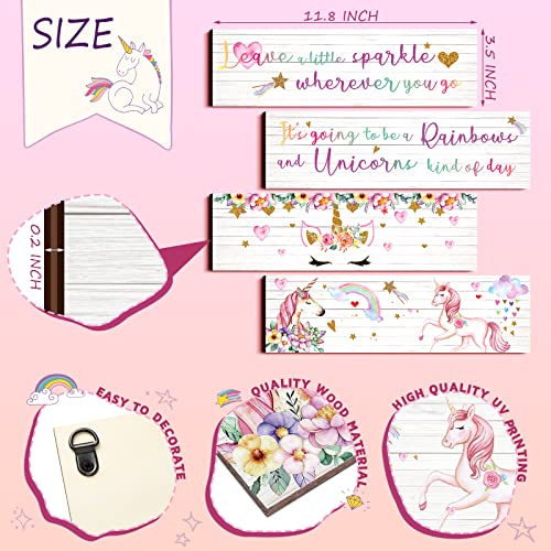 Yulejo Unicorn Wall Decor Girls Rainbow Wall Art Unicorn Room Decor Rainbow Motivational Inspirational Room Bedroom Decoration for Christmas Girl Kids Bedroom Nursery Decoration Gift (Delicate Style) - Image 3