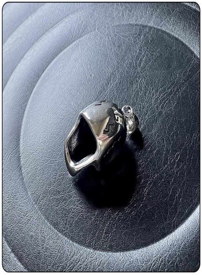 Fusamk Punk Rapper Stainless Steel Skull Head Pendant Necklace(Steel Skull) - Image 4