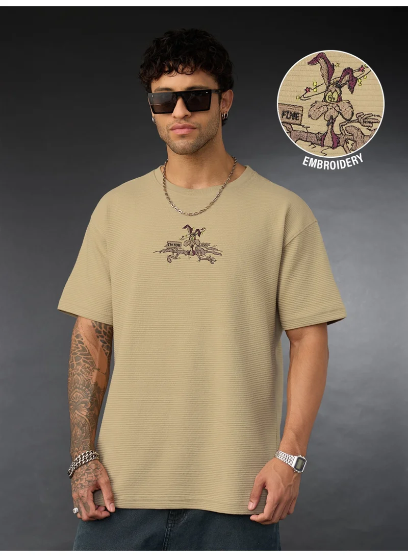 The Souled Store Beige The Souled Store Men Looney Tunes Beige Embroidered Oversized T-Shirts for Men | Best Price UAE