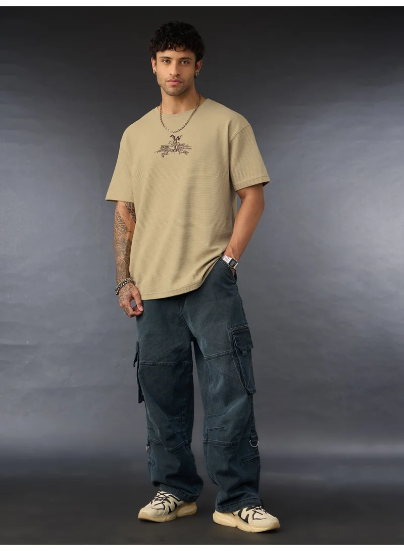 The Souled Store Beige The Souled Store Men Looney Tunes Beige Embroidered Oversized T-Shirts for Men | Best Price UAE