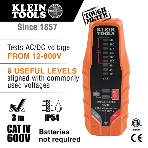 Klein Tools ET60 Voltage Tester Tests AC DC and Low Voltage No Batteries Needed - Image 3