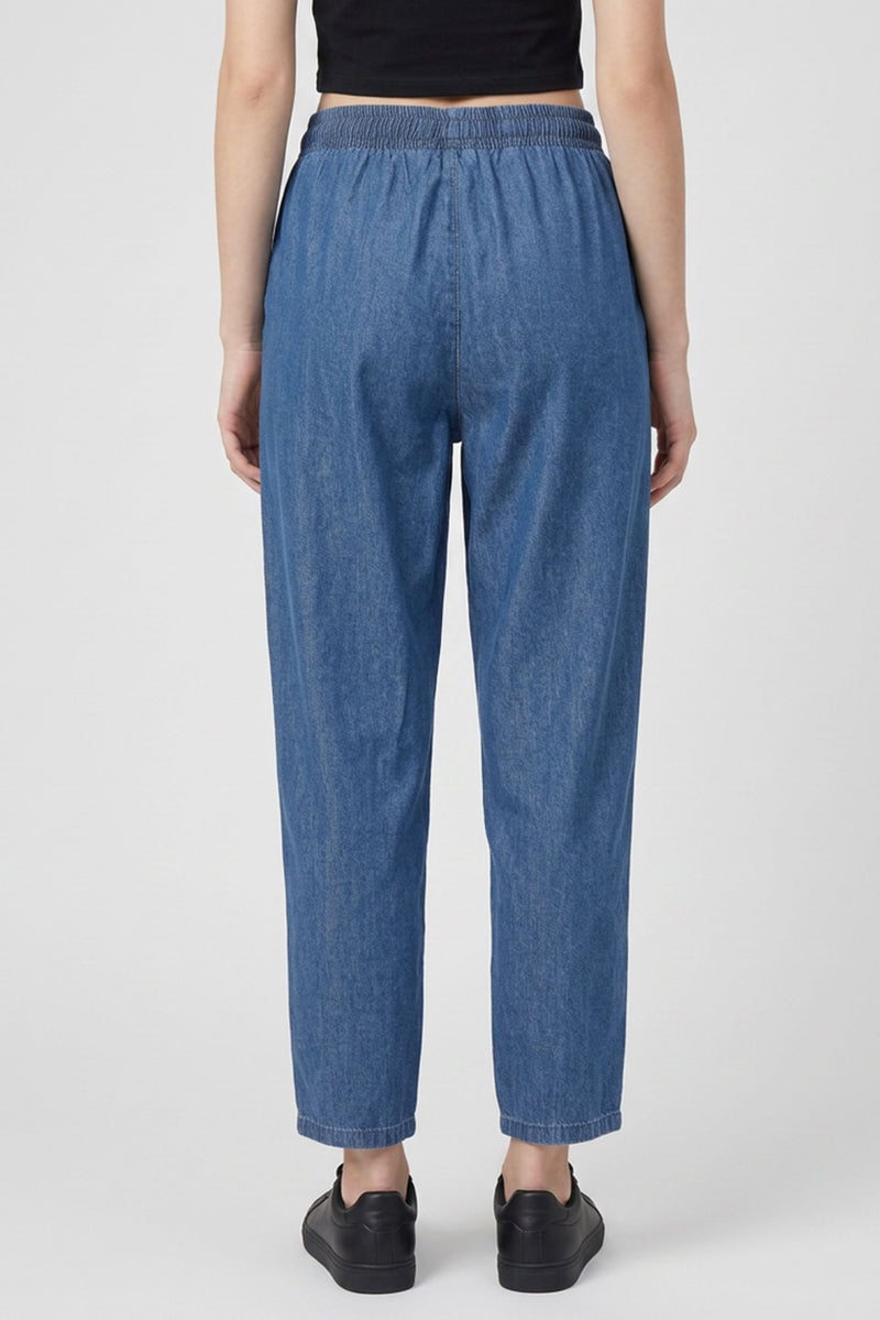 Threadbare Women Regular Fit Washed Straight Leg Pants, Blue - Image 4