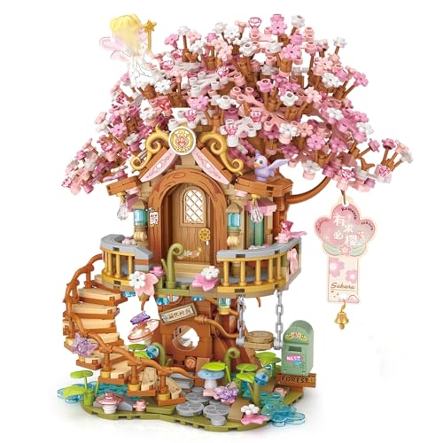 MEIEST Cherry Blossom Tree House Building Blocks SetFairy Sakura Particle Construction Building Bricks ToyFlowers Bonsai Home Decoration - Image 1