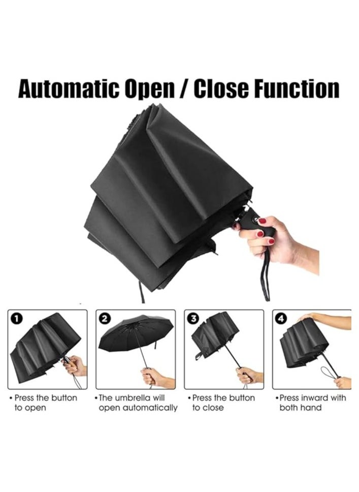 Generic - Sun and rain protection umbrella, foldable with automatic opening and closing function - black - Image 1