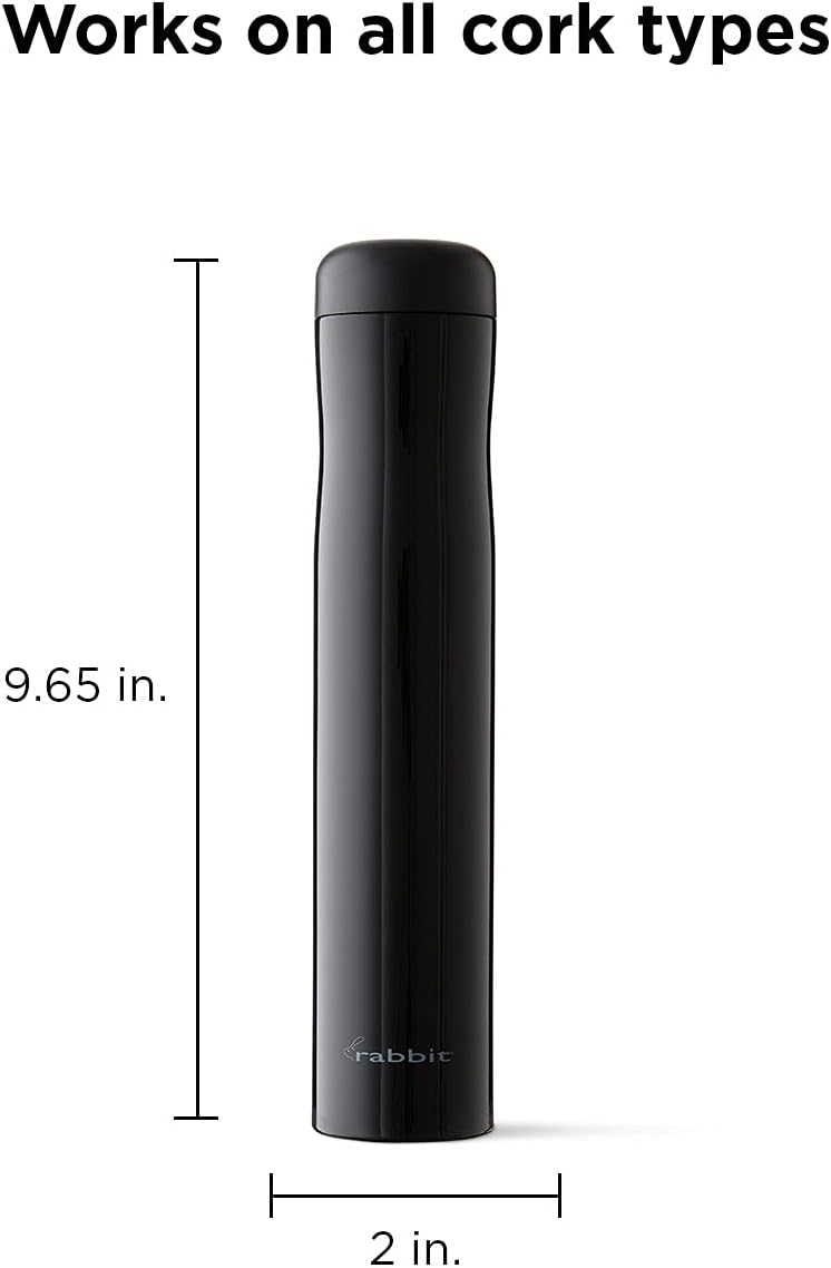 rabbit Automatic Electric Corkscrew Wine Opener, Cordless Rechargeable, One-Touch Operation, Sleek Shiny Black Finish, Easy to Use for Wine Lovers - Image 1