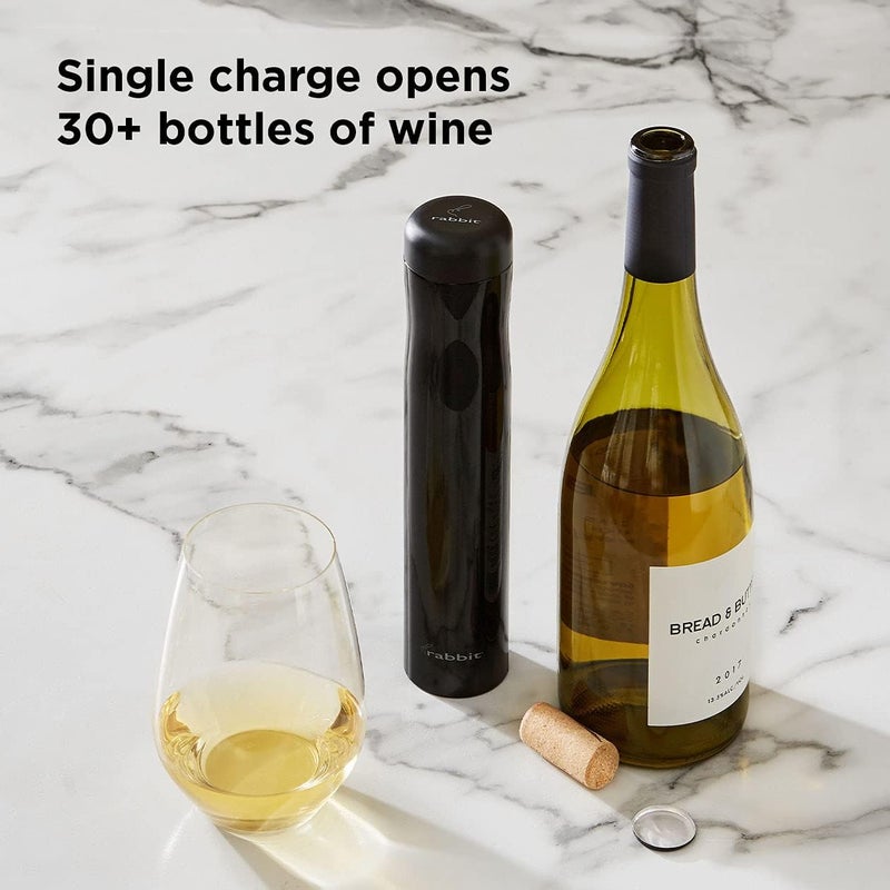 rabbit Automatic Electric Corkscrew Wine Opener, Cordless Rechargeable, One-Touch Operation, Sleek Shiny Black Finish, Easy to Use for Wine Lovers - Image 5