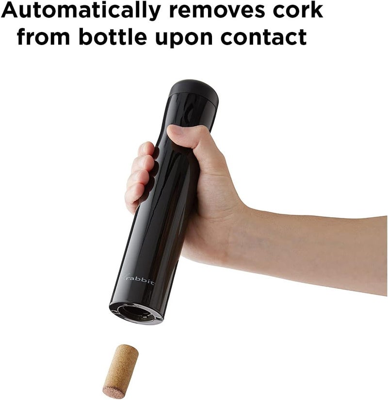 rabbit Automatic Electric Corkscrew Wine Opener, Cordless Rechargeable, One-Touch Operation, Sleek Shiny Black Finish, Easy to Use for Wine Lovers - Image 2