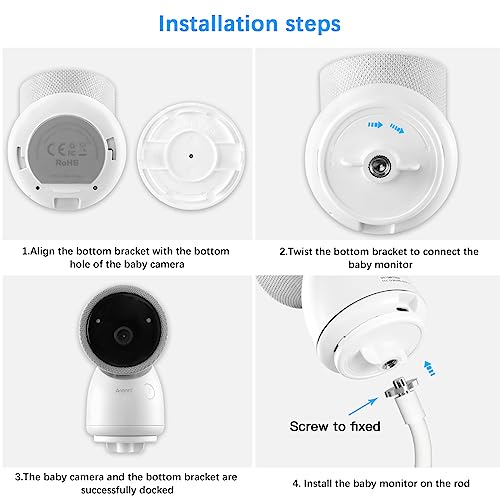 Koroao Clip Mount for Arenti Baby Monitor Without Tools or Wall Damage (White) - Image 5