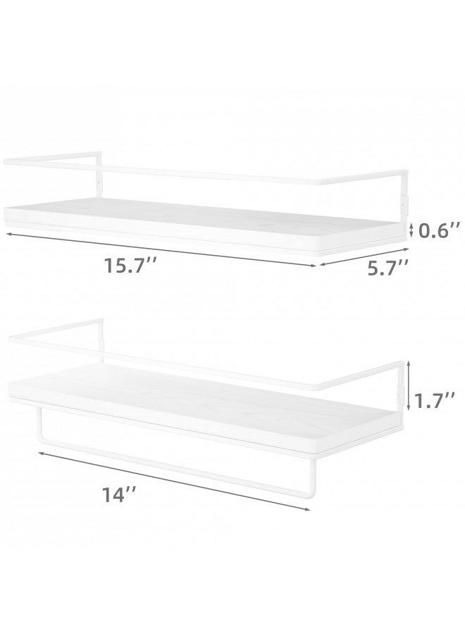 ZGO Floating Shelves White, Wall Mounted Storage Shelves with White Towel Rack for Bathroom, Kitchen, Bedroom, Set of 2 (White) - Image 5
