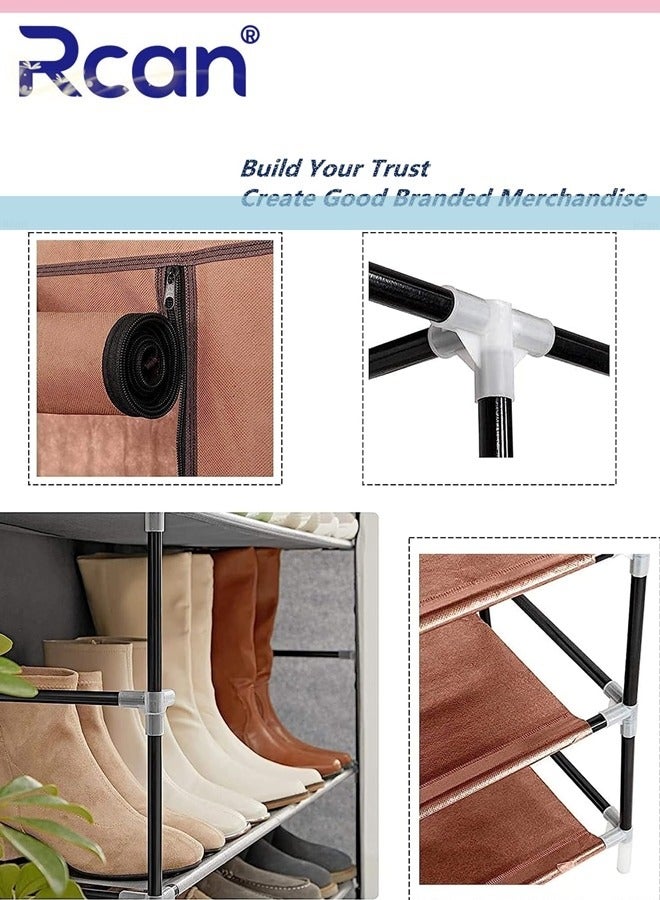 Rcan 9 Tiers Simple Shoe Storage Organizer Rack Shoe Cabinet Rack Shoe Dust Cover Folding Shoe Rack with Dustproof for Living Room Entryway Hallway - Image 4