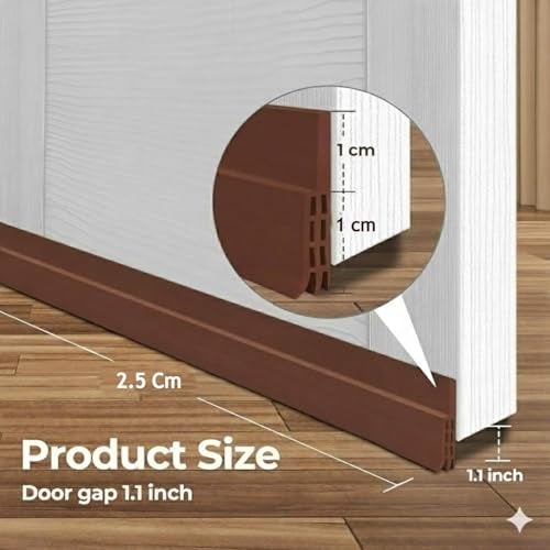 METRENO Door Bottom Sealing Strip Guard for Home 2.5 cm Door Seals for Bottom Doors Stopper Gap Filler Rubber Insect Sealer Weather strip-1pc (Brown) - Image 2