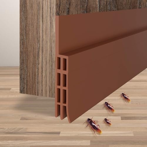 METRENO Door Bottom Sealing Strip Guard for Home 2.5 cm Door Seals for Bottom Doors Stopper Gap Filler Rubber Insect Sealer Weather strip-1pc (Brown) - Image 1