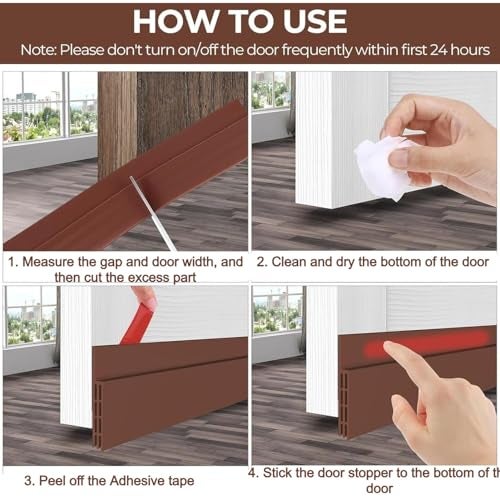METRENO Door Bottom Sealing Strip Guard for Home 2.5 cm Door Seals for Bottom Doors Stopper Gap Filler Rubber Insect Sealer Weather strip-1pc (Brown) - Image 5