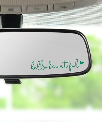 RACOONA Rearview Mirror DecalHello Beautiful DecalCar Accessories Stickers Rearview Mirror Sticker Green - Image 1
