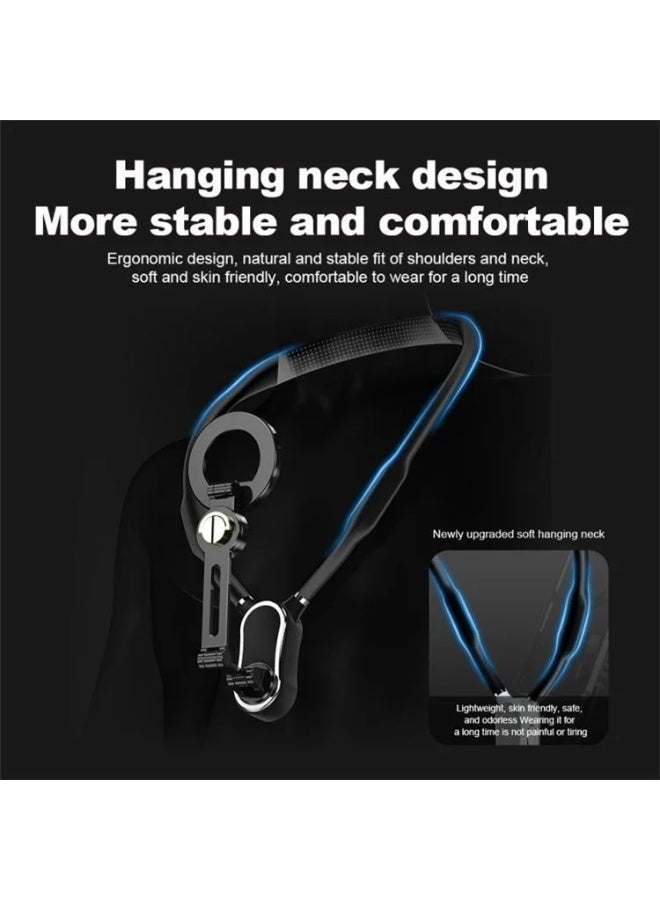 Hands-Free Neck Phone Holder for Video Recording – Magnetic Chest Hanging POV Phone Mount with Adjustable Strap, 360° Rotation, Universal Fit for Smartphones, Ideal for Vlogging, Cooking, Tutorials, Biking, Travel & Social Media Content Creation – Black  - Image 3